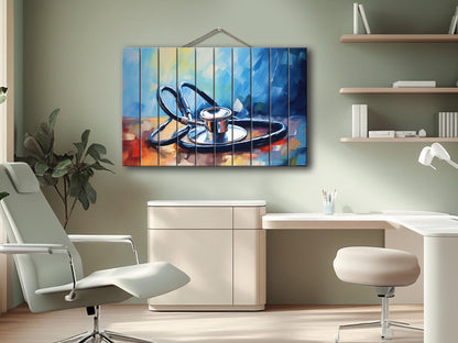 Stethoscope Wall Art – Wooden Medical Decor | Modern Hospital Wall Decoration