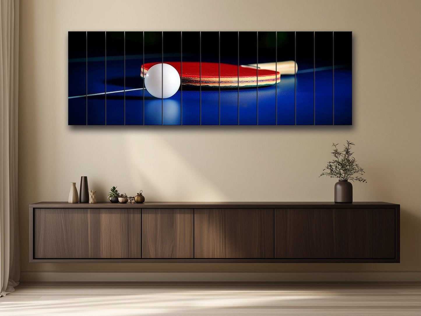 Table Tennis Wall Art – Natural Wood Print with Unique Wood Grain & UV Colors