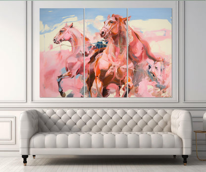 Abstract Horses Canvas | Modern Horse Art Framed Canvas Print Ready to Hang