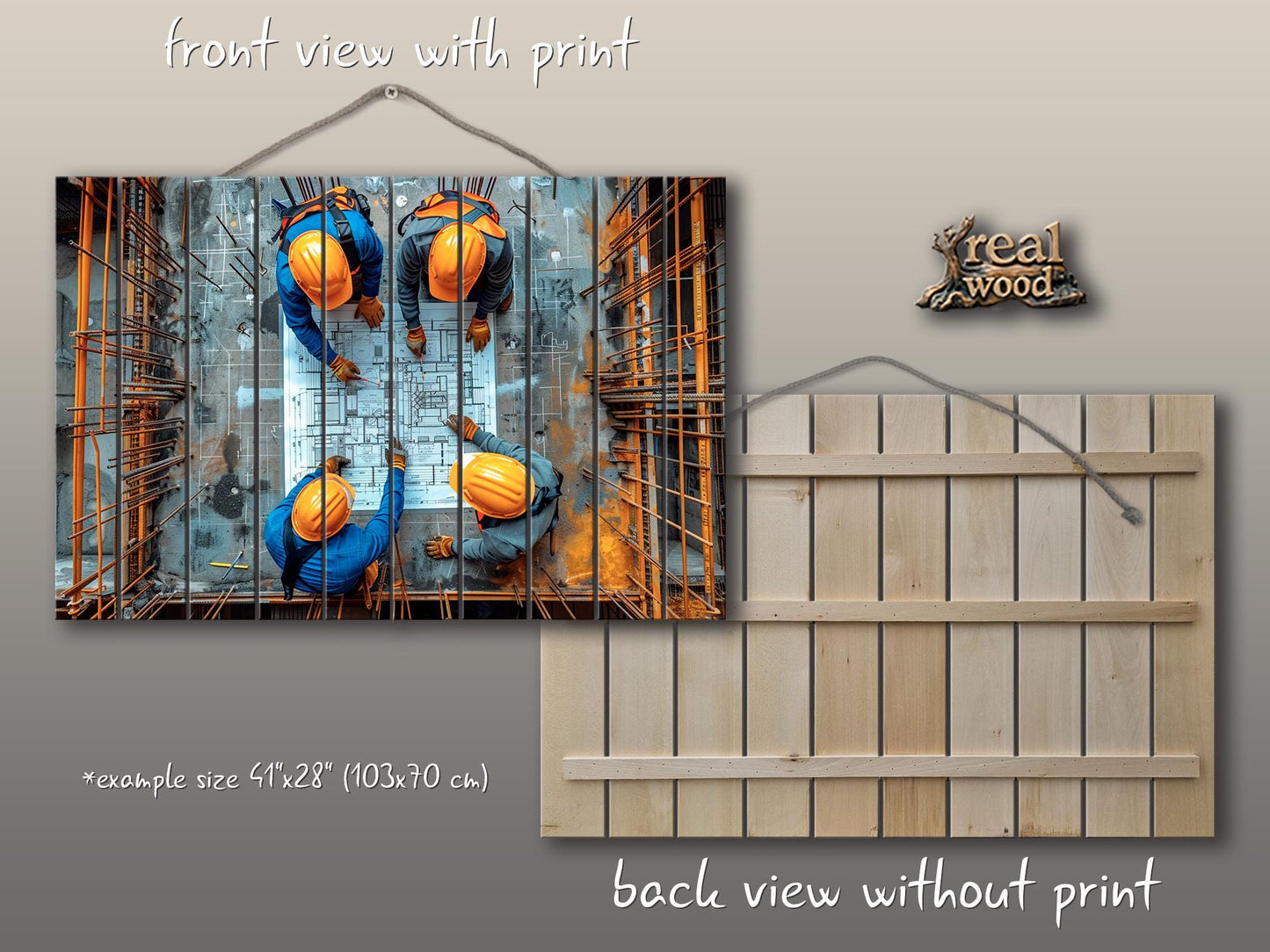 Architect Wood Wall Art – Natural Wood Wall Decor | Builder Gift Idea On Wood
