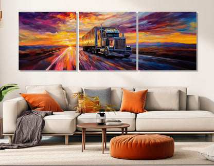 Truck Canvas Print – Logistics Wall Art | Framed & Ready to Hang Cotton Canvas