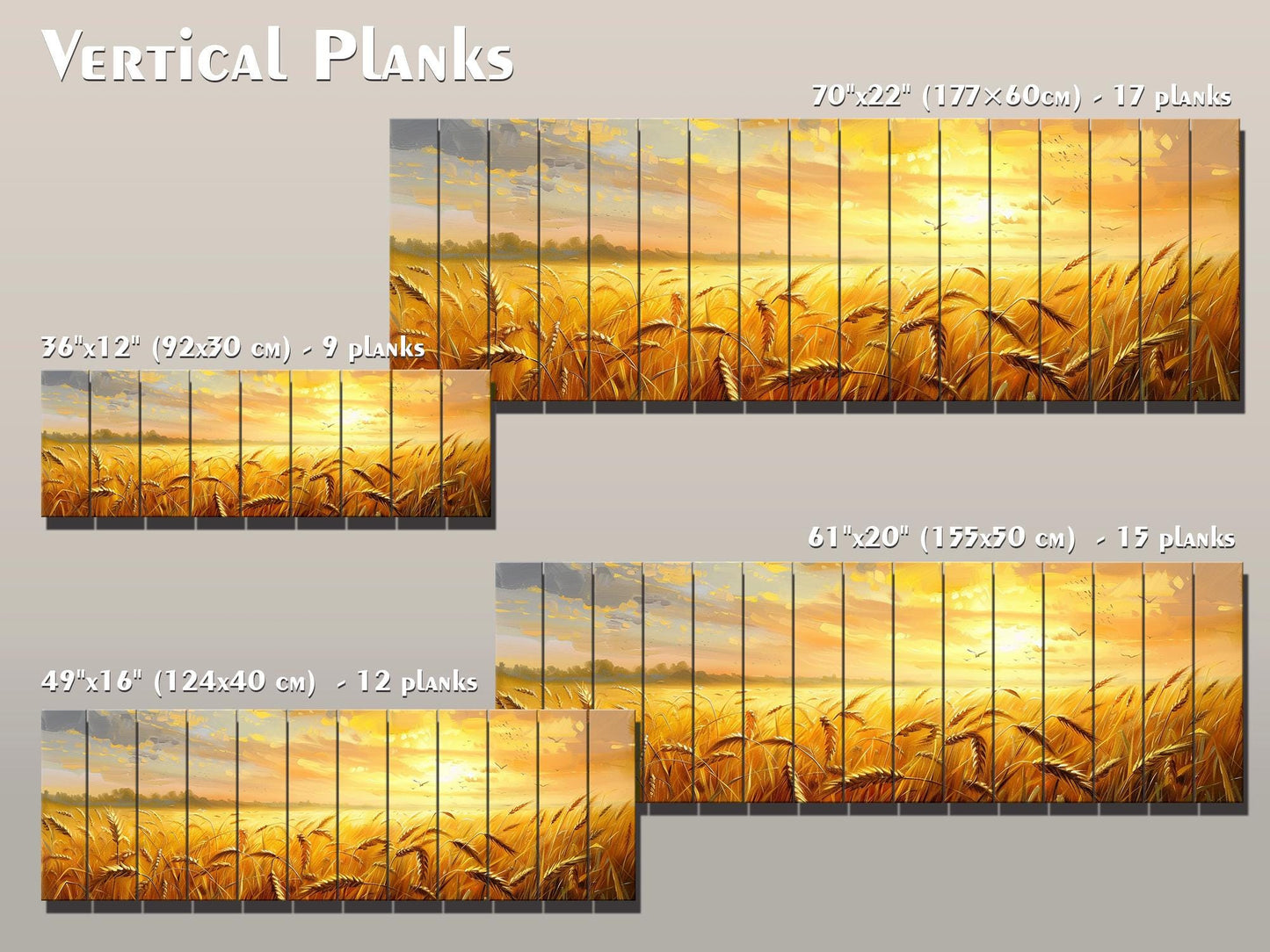 Wood Wall Art – Rustic Farmhouse Wall Art | Golden Wheat Field Print on Wood