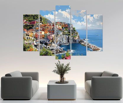 Cinque Terre Canvas Print - Manarola Painting on Gallery Wrapped Cotton Canvas, Ready to Hang