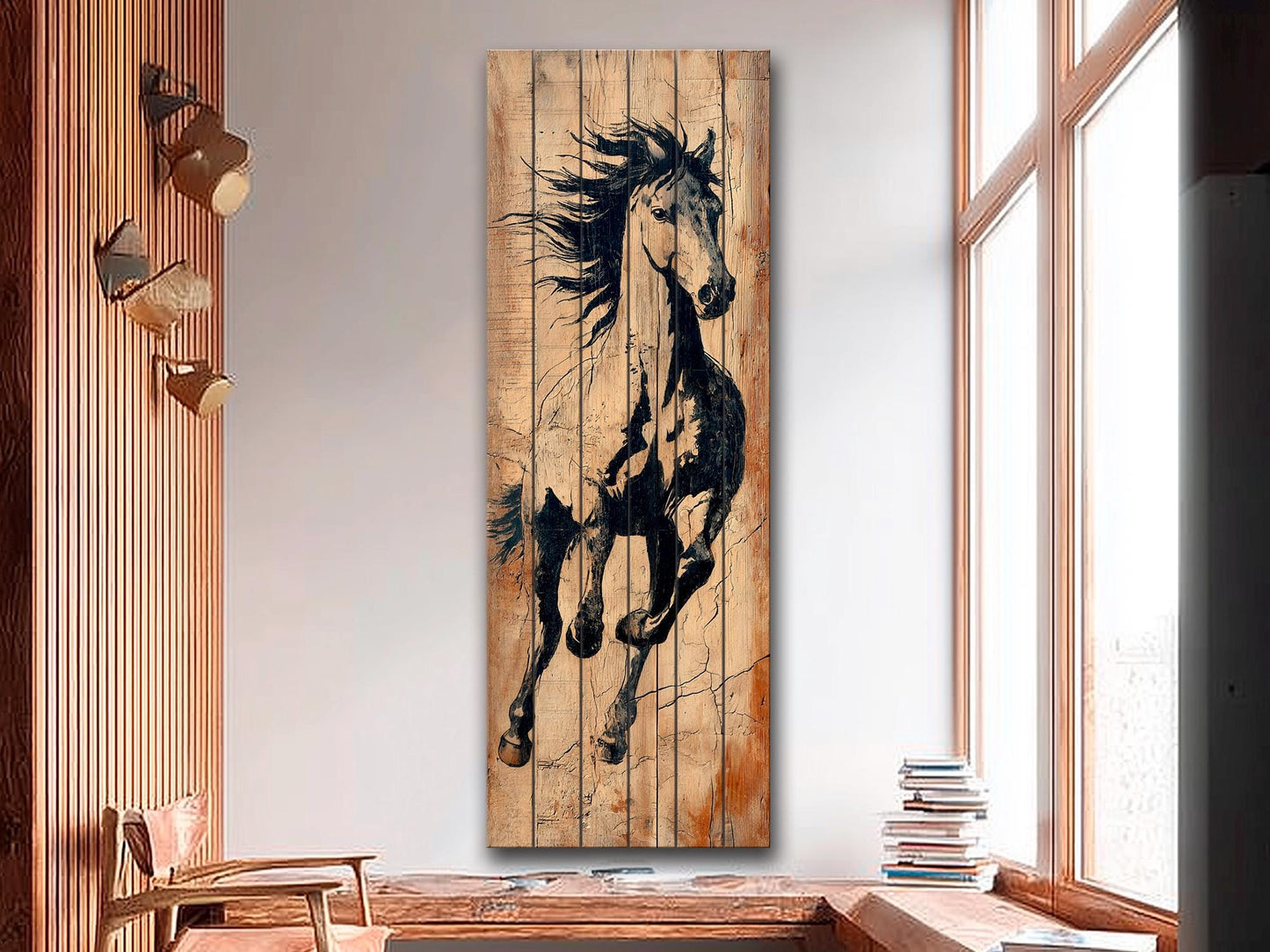 Wild Horse Wall Art – Rustic Wood Print With Unique Grain & Ready To Hang Decor