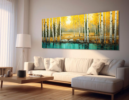 Birch Grove Canvas Print – Scenic Forest Painting | Framed Birch Canvas Wall Art