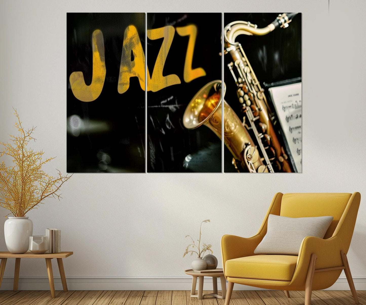 Abstract Saxophone Canvas - Jazz Wall Art | Framed Canvas Print Ready to Hang