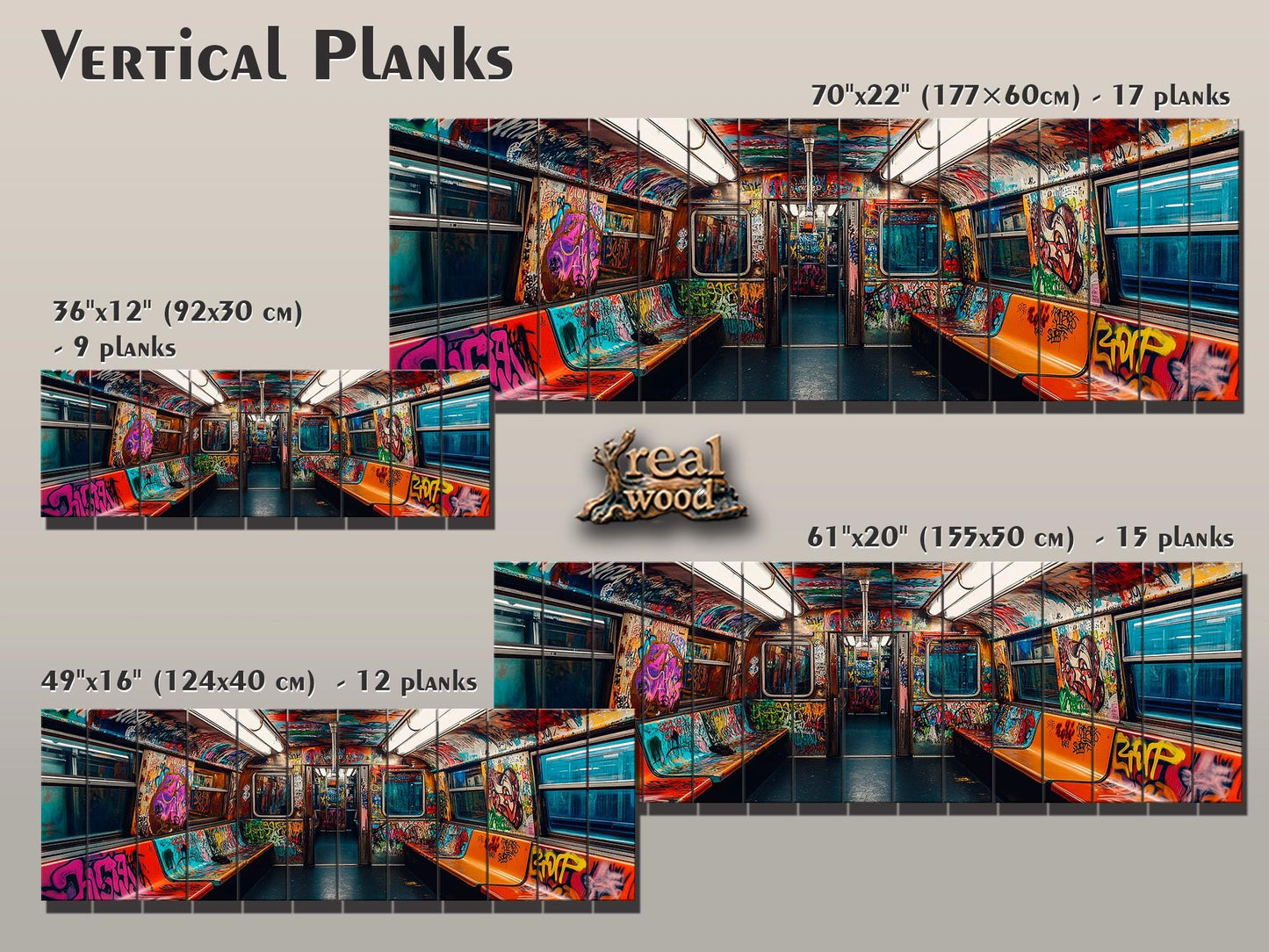 Wood Wall Art – Subway Graffiti Art on Wood Planks | Urban Wall Decor Ready to Hang
