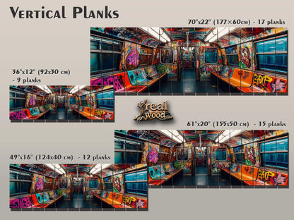 Wood Wall Art – Subway Graffiti Art on Wood Planks | Urban Wall Decor Ready to Hang
