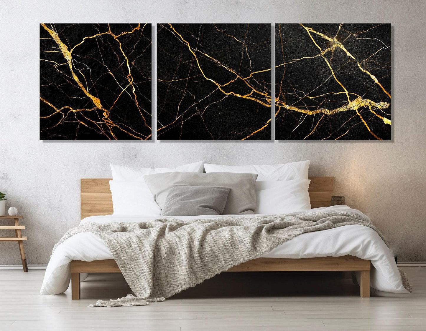 Black Gold Marble Canvas | Modern Wall Art - Framed Canvas Print Ready to Hang