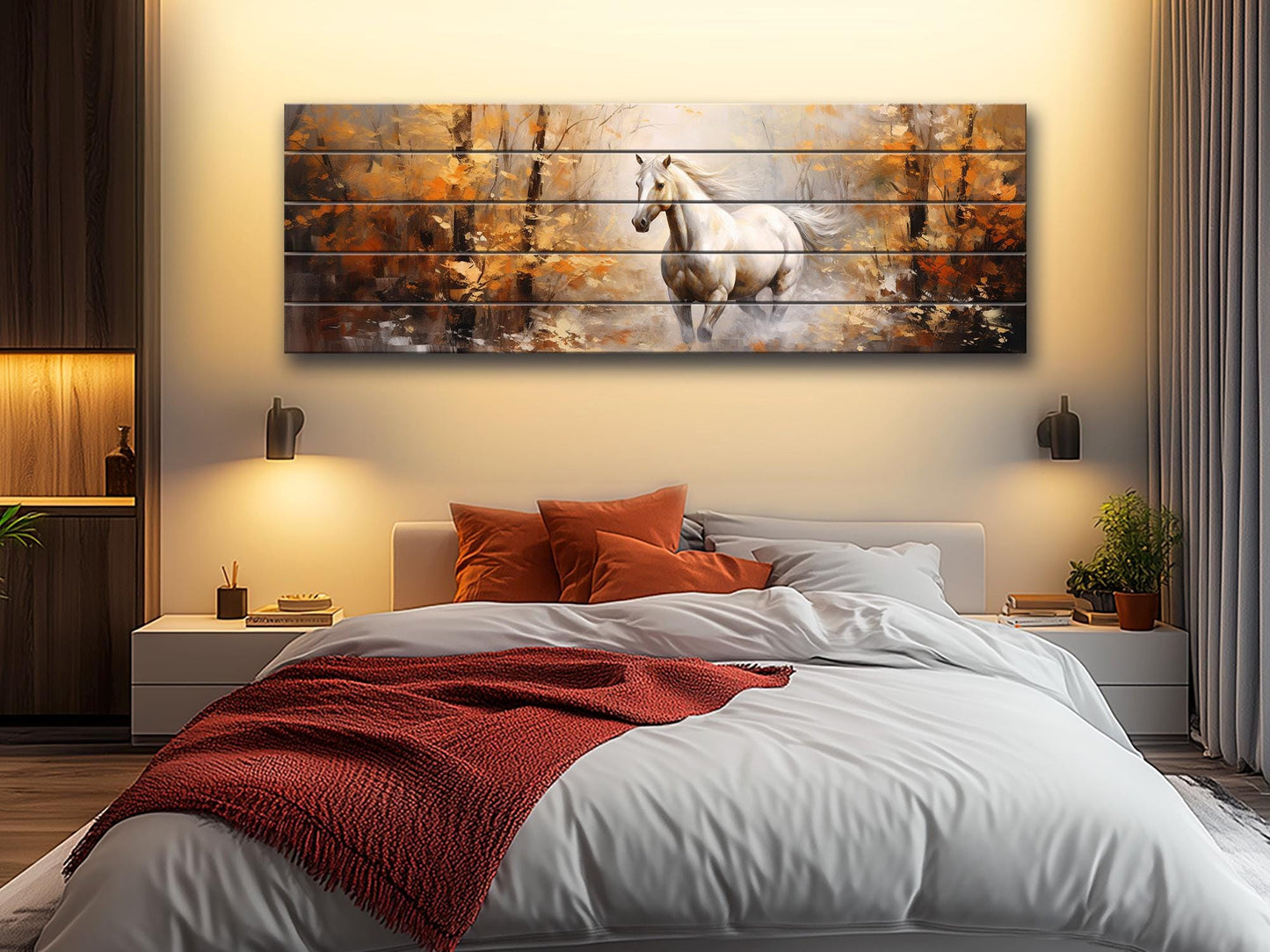 Horse Wood Print – Rustic Animal Wall Art on Natural Wood Planks