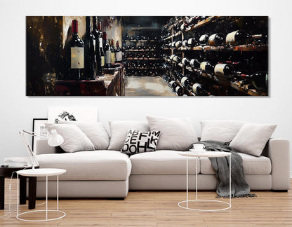 Vintage Wine Canvas | Framed Cotton Canvas Print - Panoramic Wine Wall Art