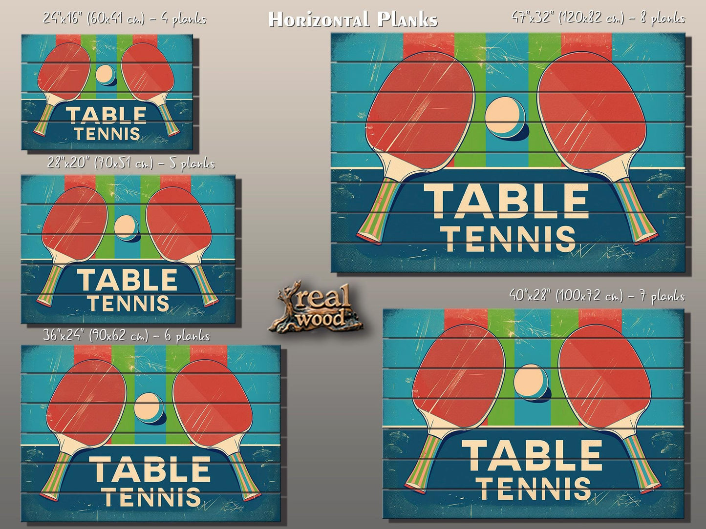 Vintage Table Tennis Art – Rustic Natural Wood Print | Unique Sports Gift