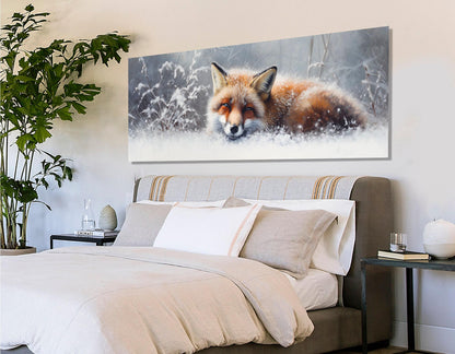 Fox Canvas Print – Cute Winter Forest Art | Framed Fox Painting, Ready to Hang