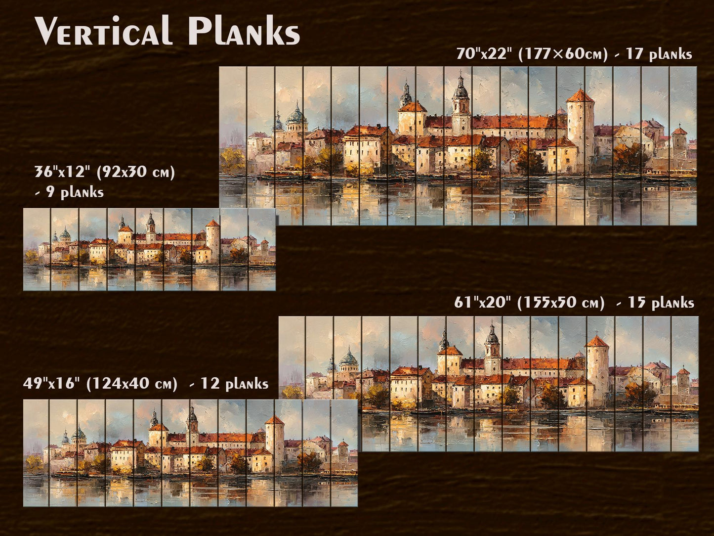 Krakow Skyline Wood Print – Rustic Wall Art With Castle River Painting On Distressed Wood