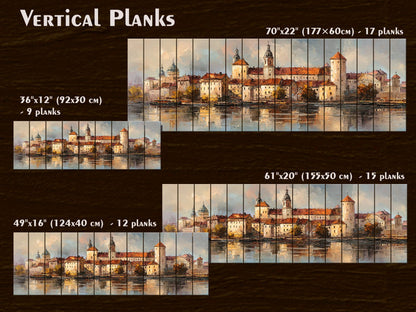 Krakow Skyline Wood Print – Rustic Wall Art With Castle River Painting On Distressed Wood