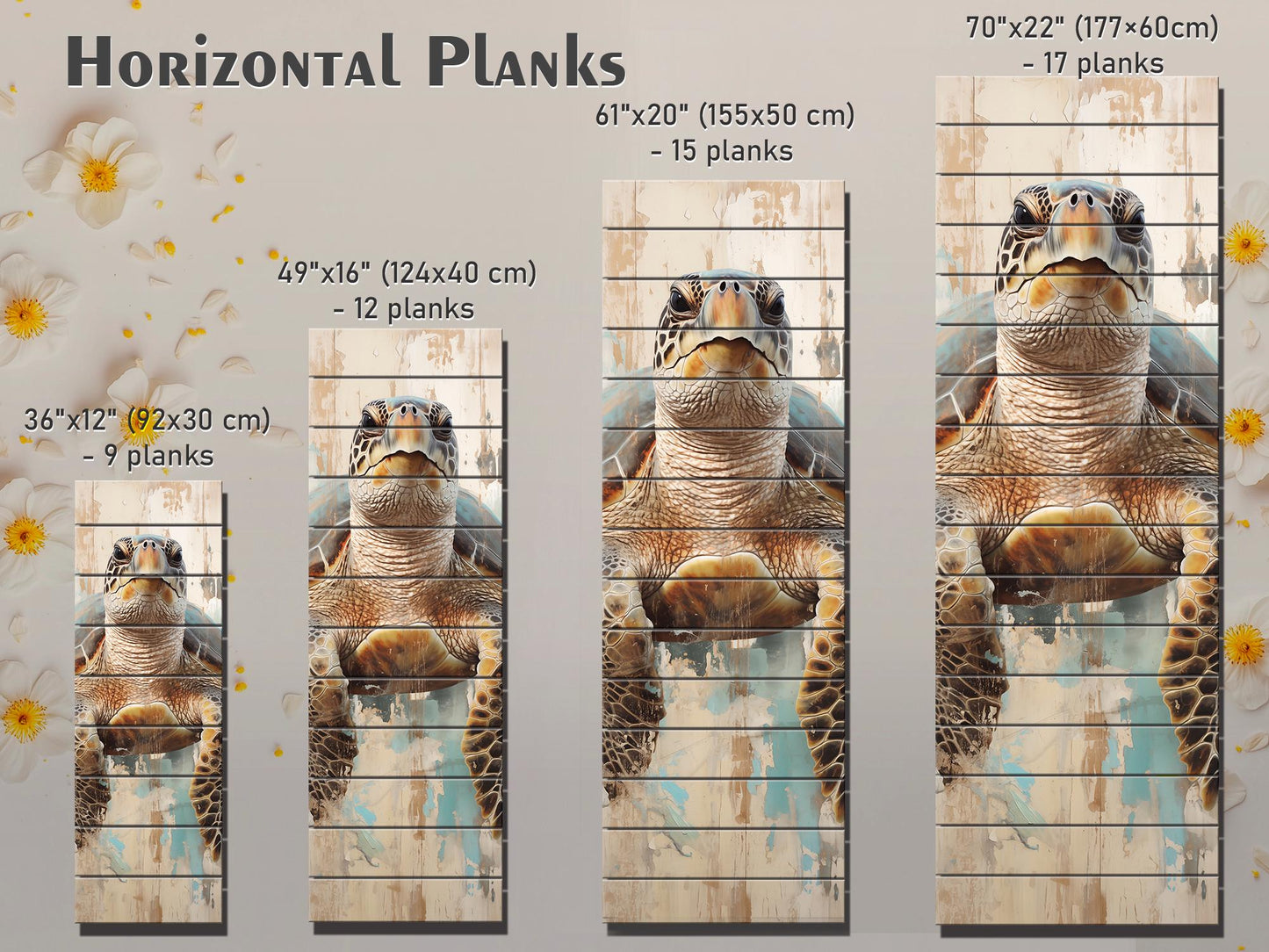 Sea Turtle Wood Print – Natural Wood Plank Art | Coastal Wall Decor