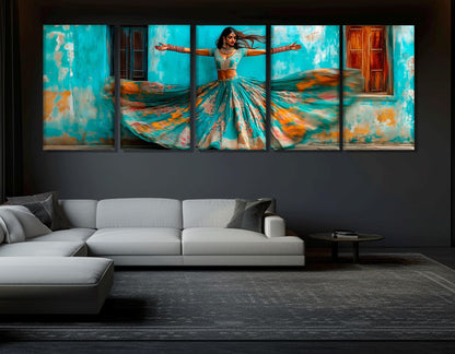 Indian Canvas Print – Beautiful National Dress Painting | Framed Gallery Wrapped Art