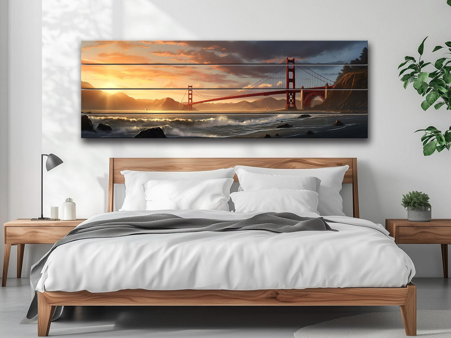 Golden Gate Bridge Wood Art – Rustic San Francisco Wall Decor | UV Printed Wood Panel
