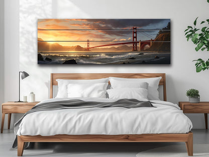 Golden Gate Bridge Wood Art – Rustic San Francisco Wall Decor | UV Printed Wood Panel