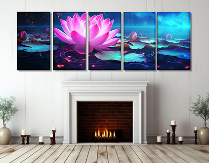 Lotus Flower Canvas Print – Abstract Floral Wall Decor | Framed, Ready to Hang