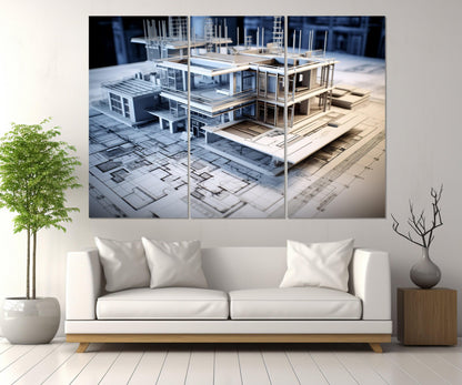 Architect Wall Decor, Architect Gift, Modern Architect Canvas Print, Architect Wall Art, Framed and Ready to Hang