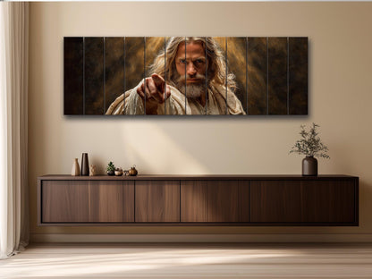 Jesus Christ Wall Art – Religious Wood Print | Golden Light Artwork on Planks