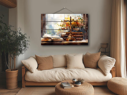 Wooden Wall Art – Rustic Valletta Skyline Wood Plank Painting | Natural Wood Artwork