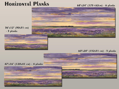 Wood Wall Art – Dreamy Lavender Field Print | Rustic Cabin Decor & Natural Wood Plank Artwork