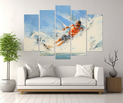 Water Skiing Wall Art - Abstract Canvas Print | Framed Cotton Canvas Ready to Hang