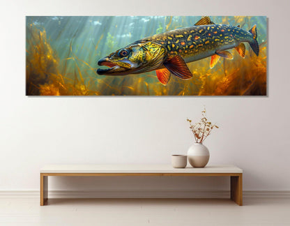 Northern Pike Canvas Print - Framed Gallery Wrapped Canvas Fishing Wall Art Decor