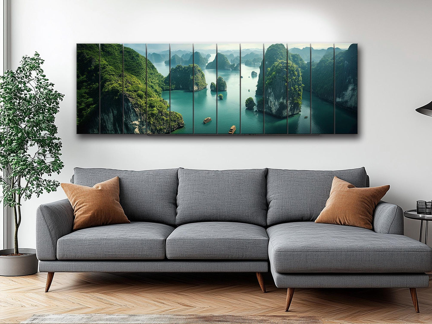 Vietnam Wood Wall Art – Large Hạ Long Bay Decor | Rustic Wood Wall Print