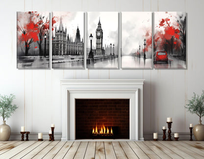 London Canvas Print - Modern Wall Art | Large Abstract City Painting, Ready to Hang