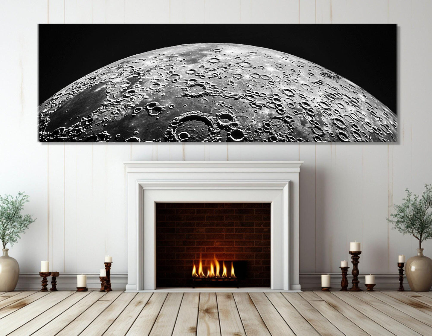 Moon Canvas Print – Large Black and White Art | Framed Floating Frame, Ready to Hang