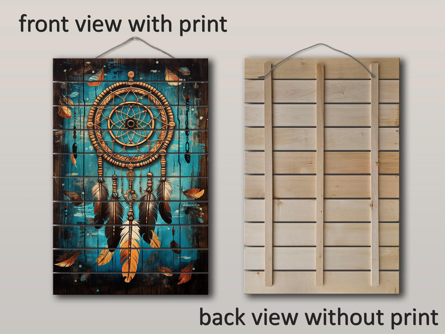 Dreamcatcher Wood Art – Boho Wall Decor on Natural Wood with Unique Grain