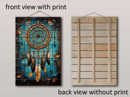 Dreamcatcher Wood Art – Boho Wall Decor on Natural Wood with Unique Grain