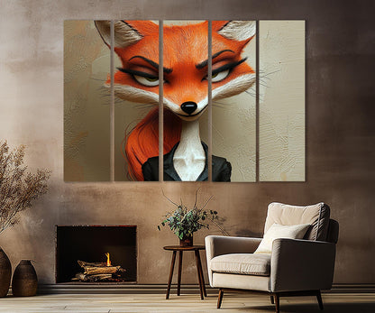 Sly Fox Canvas Print - Fox Wall Art | Lady Boss Gift | Business Woman Decor