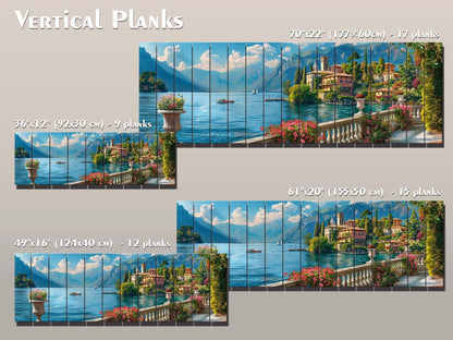 Lake Como Wood Art - Natural Wood Print Landscape Wall Decor on Planks