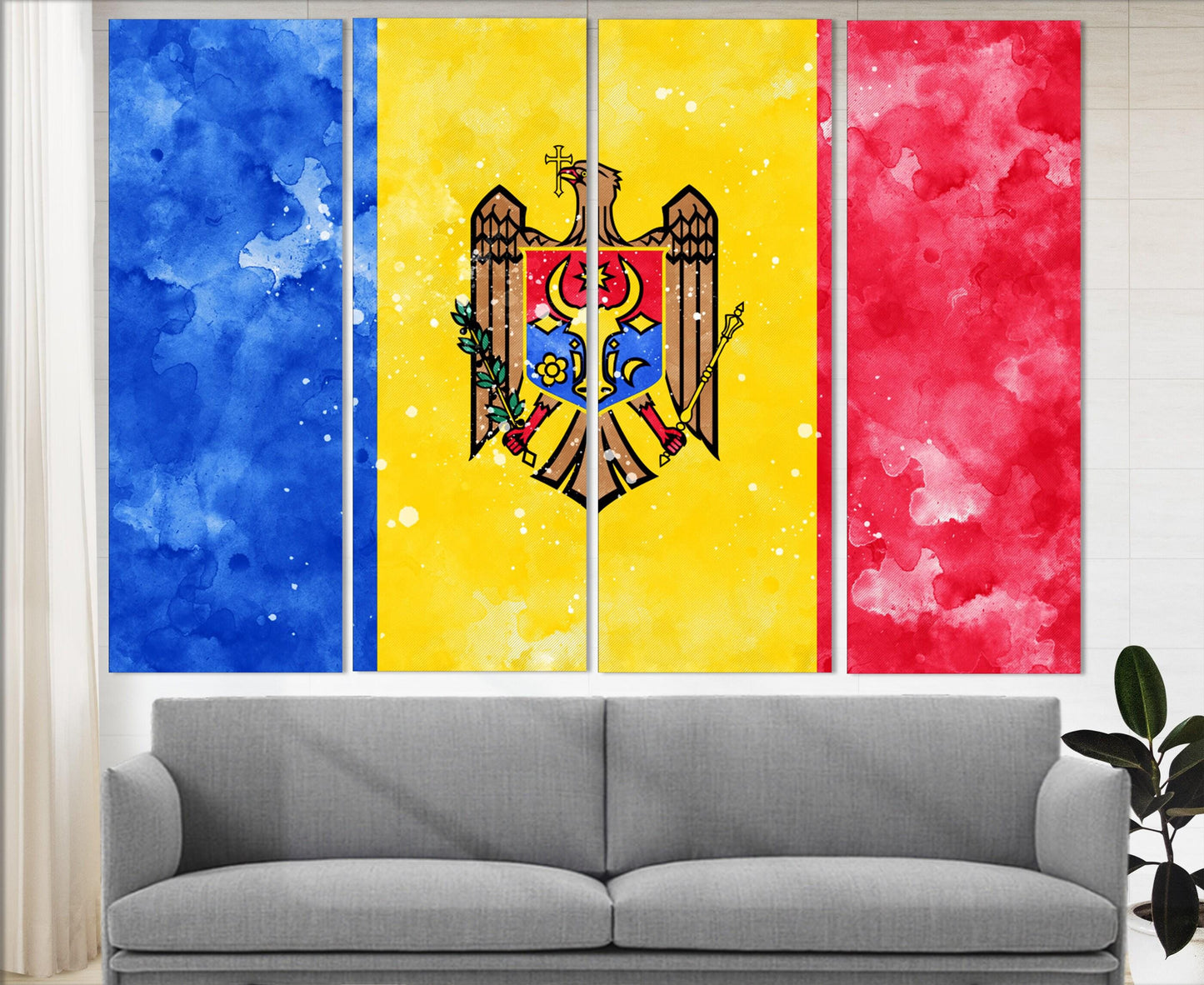 Moldova Flag Canvas - Framed Cotton Canvas Print | Ready to Hang Wall Art