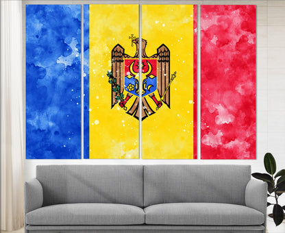 Moldova Flag Canvas - Framed Cotton Canvas Print | Ready to Hang Wall Art