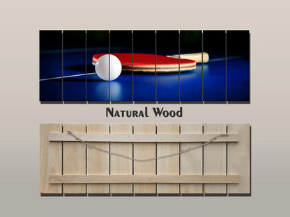Table Tennis Wall Art – Natural Wood Print with Unique Wood Grain & UV Colors