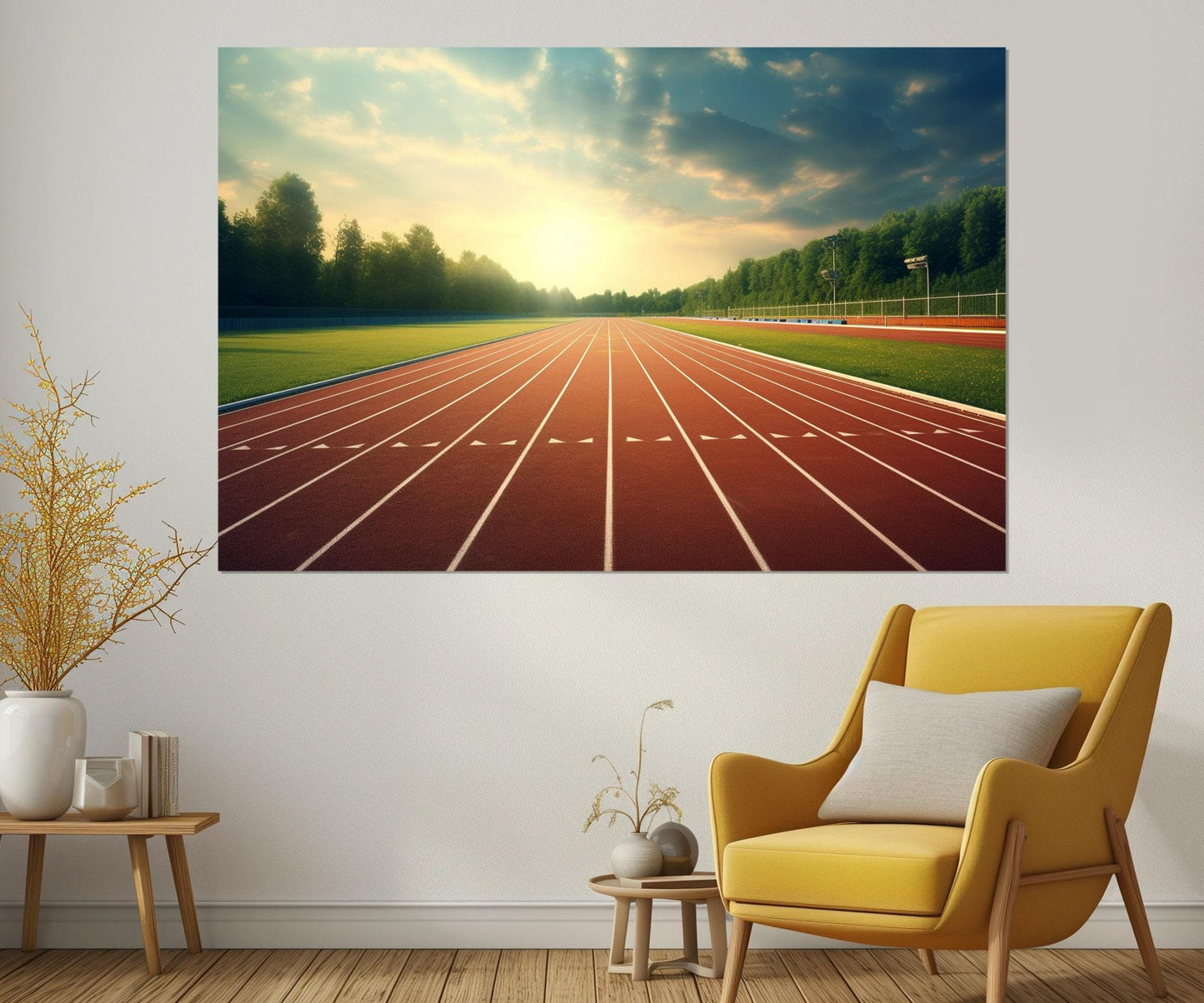 Running Track Canvas Print – Framed Cotton Art | Motivational Gym Wall Decor