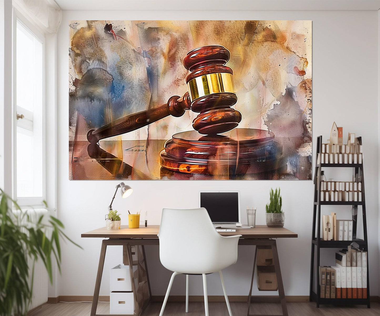 Justice Wall Art – Gavel Canvas Print | Lawyer Office Decor, Judge Gift, Attorney Gift