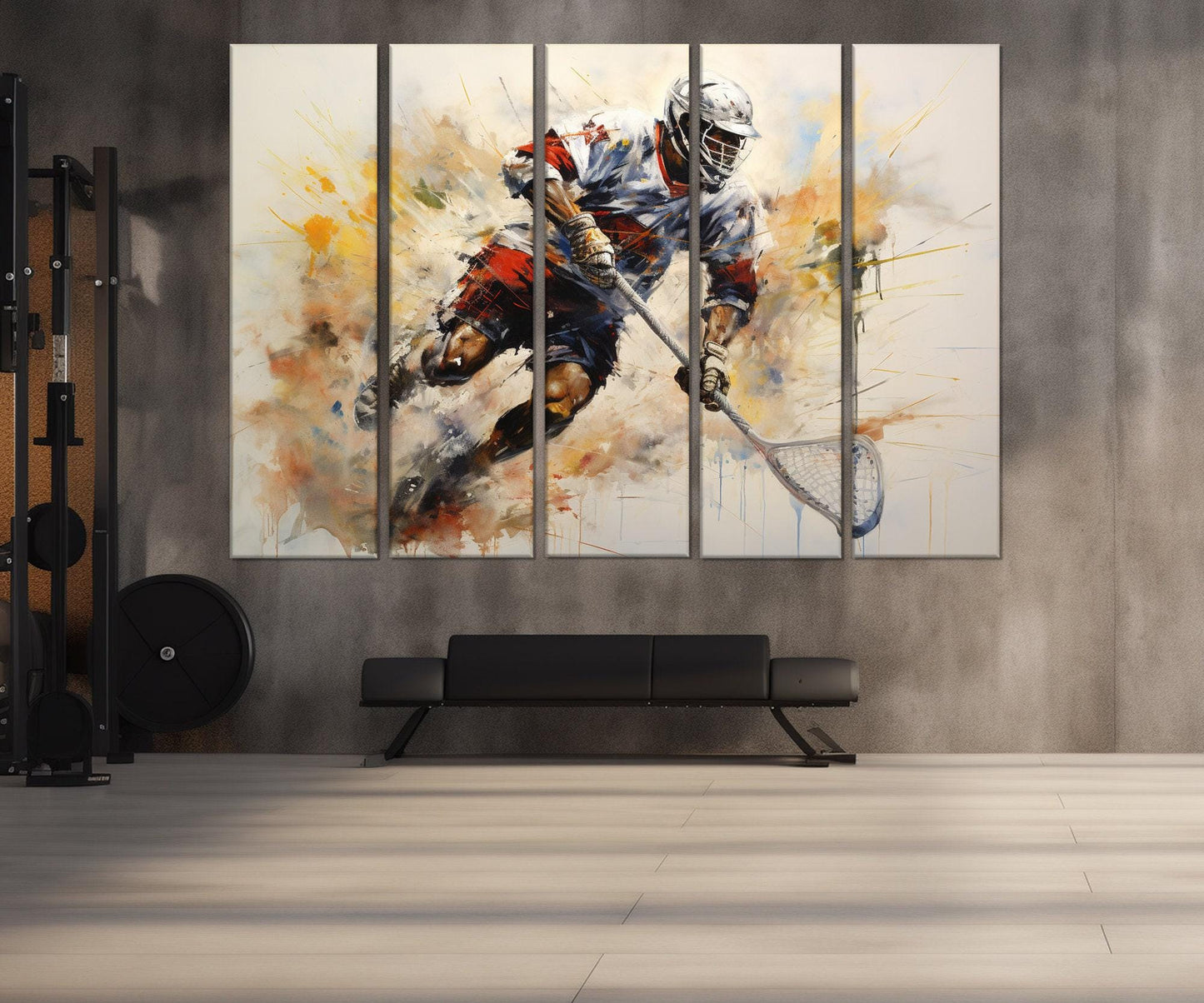 Lacrosse Wall Art - Abstract Lacrosse Canvas Print | Framed Floating Frame Ready to Hang