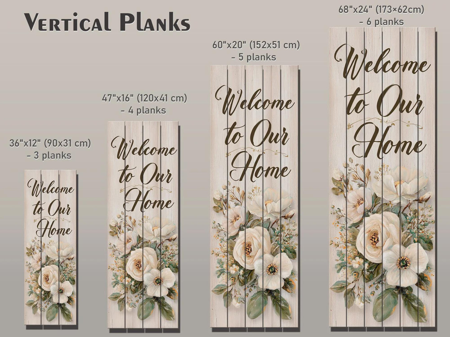 Welcome Home Wood Art – Rustic Wood Wall Art With Floral Farmhouse Decor