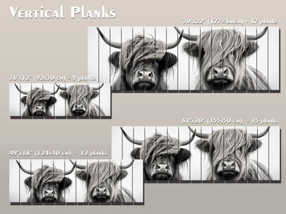 Highland Cows Wall Art - Rustic Wood Wall Decor with Romantic Cow Painting on Natural Wood