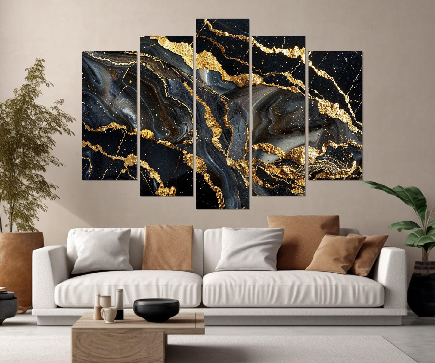 Black Gold Marble Canvas | Luxury Wall Art - Contemporary Framed Canvas Print