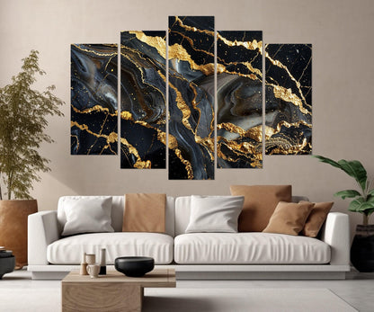 Black Gold Marble Canvas | Luxury Wall Art - Contemporary Framed Canvas Print