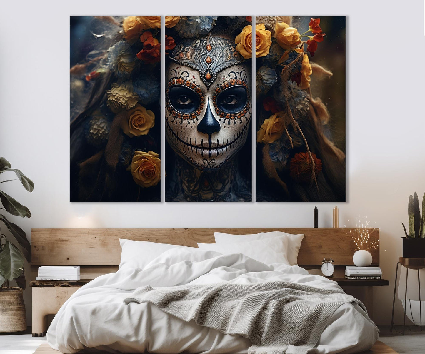 Day of the Dead Woman Canvas Print, Mexican Wall Art, Framed and Ready to Hang