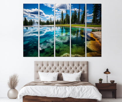 Yellowstone Lake Painting – National Park Canvas Print | Framed & Ready to Hang Art