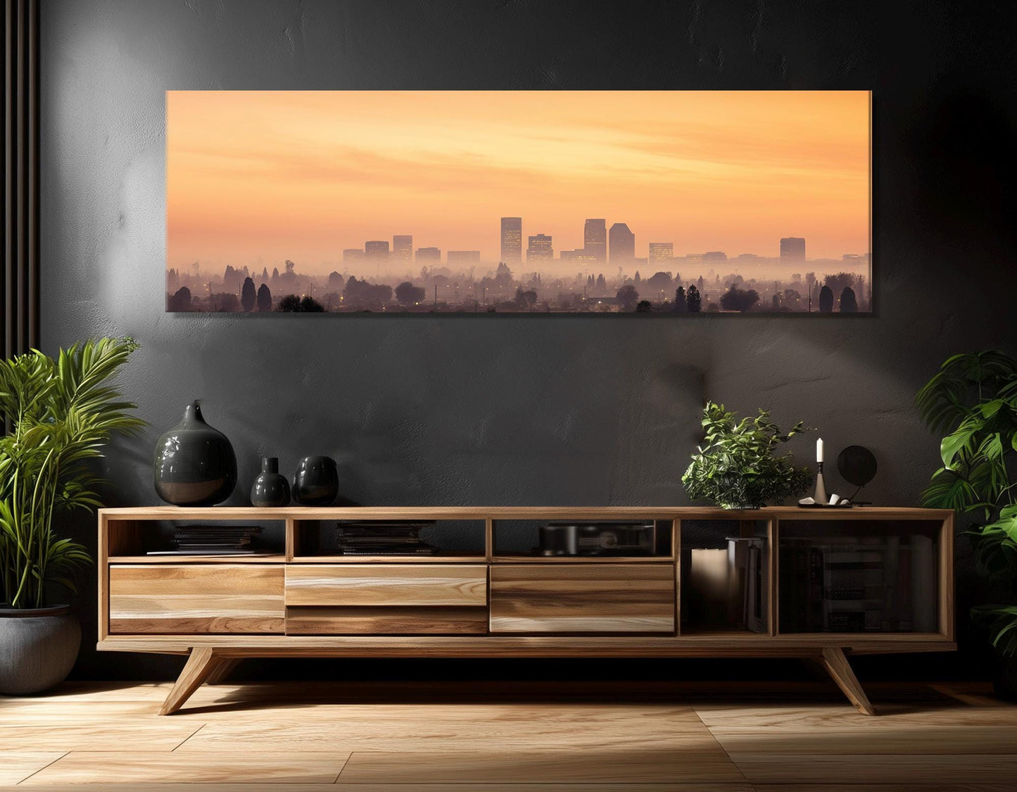 Fresno Canvas Print – Abstract Fresno Skyline Painting | Framed & Ready to Hang